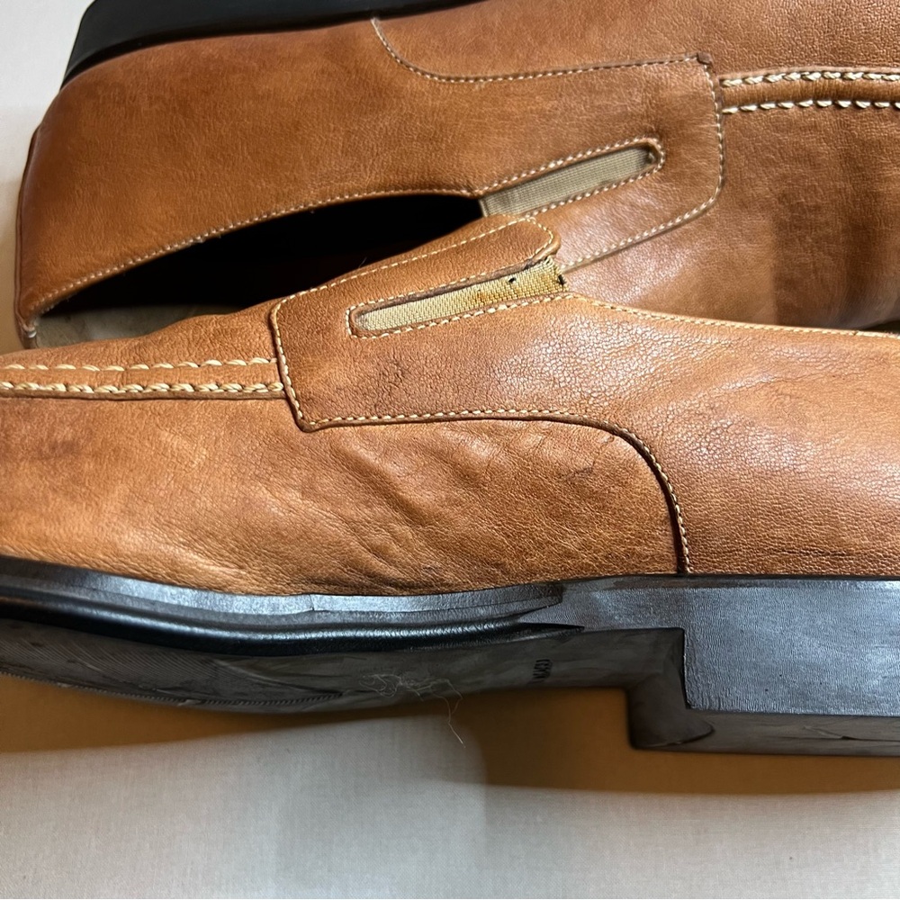 Bruno Magli Raging Collection Made in Italy Tan Leather Loafers Sz 13 Summer - Picture 15 of 16